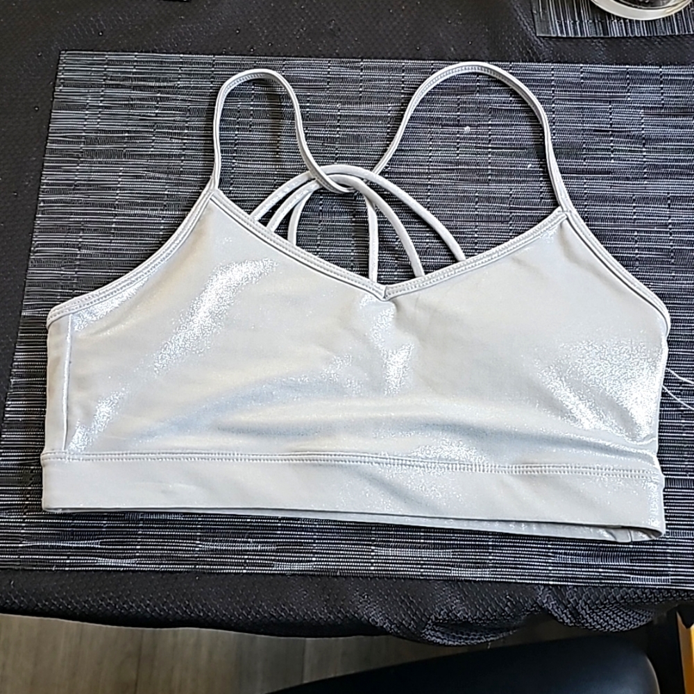DKNY  Sport matellic sliver  sports bra size Small